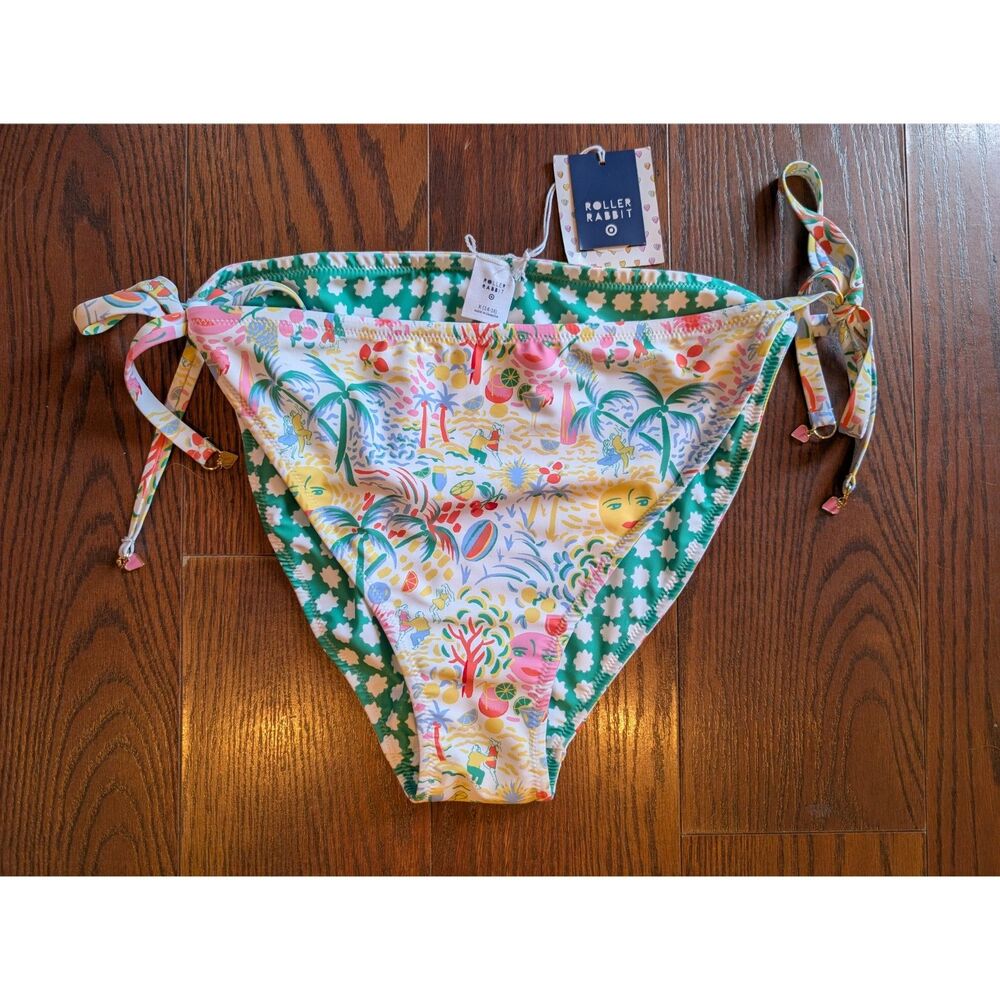 Roller Rabbit Target New Colorful Bikini XL Reversible Swim Bottom Bikini Charms